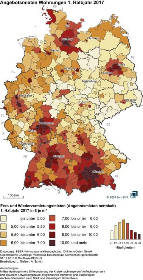 Angebotsmieten im 1. Halbjahr 2017 (BBSR)