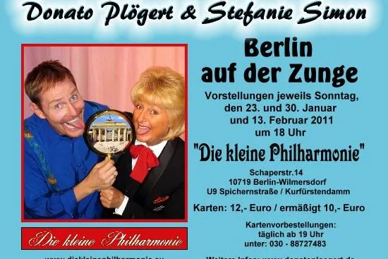 Bild: Donato Plögert und Stephanie Simon in "Berlin auf der Zunge" in der kleinen Philharmonie