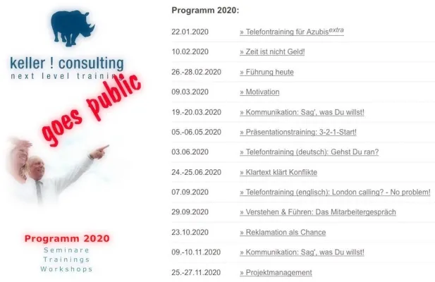 Weiterbildung ist ein Wettbewerbsfaktor • keller ! consulting veröffentlicht Programm für 2020 ? Bild: Weiterbildung ist ein Wettbewerbsfaktor • keller ! consulting veröffentlicht Programm für 2020 ?