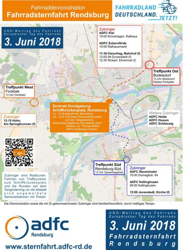 Plakat zur Stermnfahrt mit Übersicht der Startpunkte.