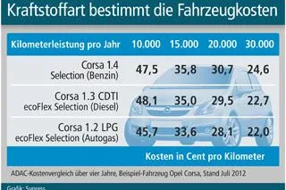 Kraftstoffart bestimmt die Fahrzeugkosten Bild: Kraftstoffart bestimmt die Fahrzeugkosten