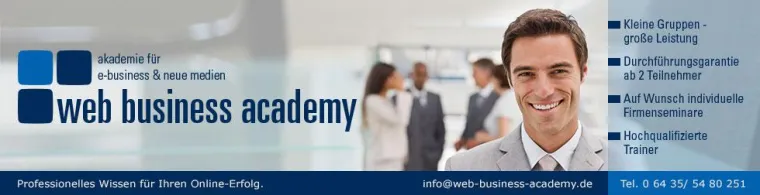Die neuen Seminarangebote der web business academy Bild: Die neuen Seminarangebote der web business academy