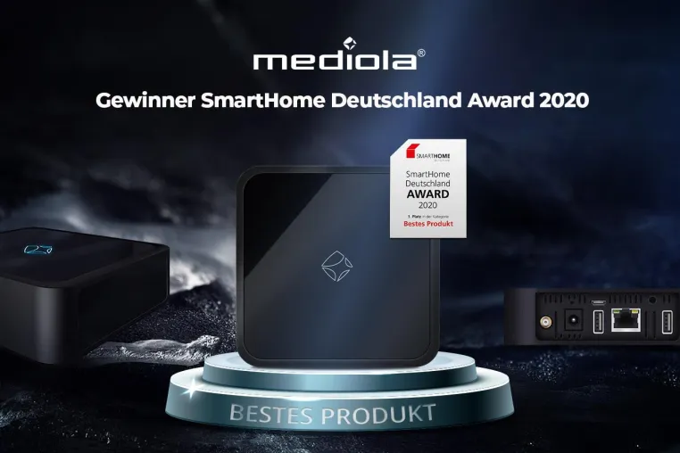 mediola gewinnt SmartHome Deutschland Award 2020 in der Kategorie „Bestes Produkt“ Bild: mediola gewinnt SmartHome Deutschland Award 2020 in der Kategorie „Bestes Produkt“
