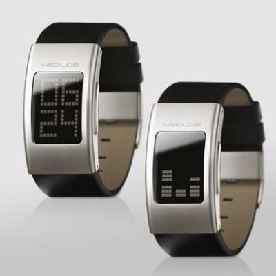 neo36 NEOLOG DQ デジタル腕時計 ネオログ シルバー×ブラック本革 neo36 NEOLOG DQ デジタル腕時計 ネオログ シルバー×ブラック本革