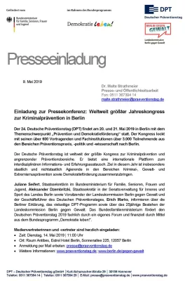 Bild: Einladung zur Pressekonferenz: Weltweit größter Jahreskongress zur Kriminalprävention in Berlin
