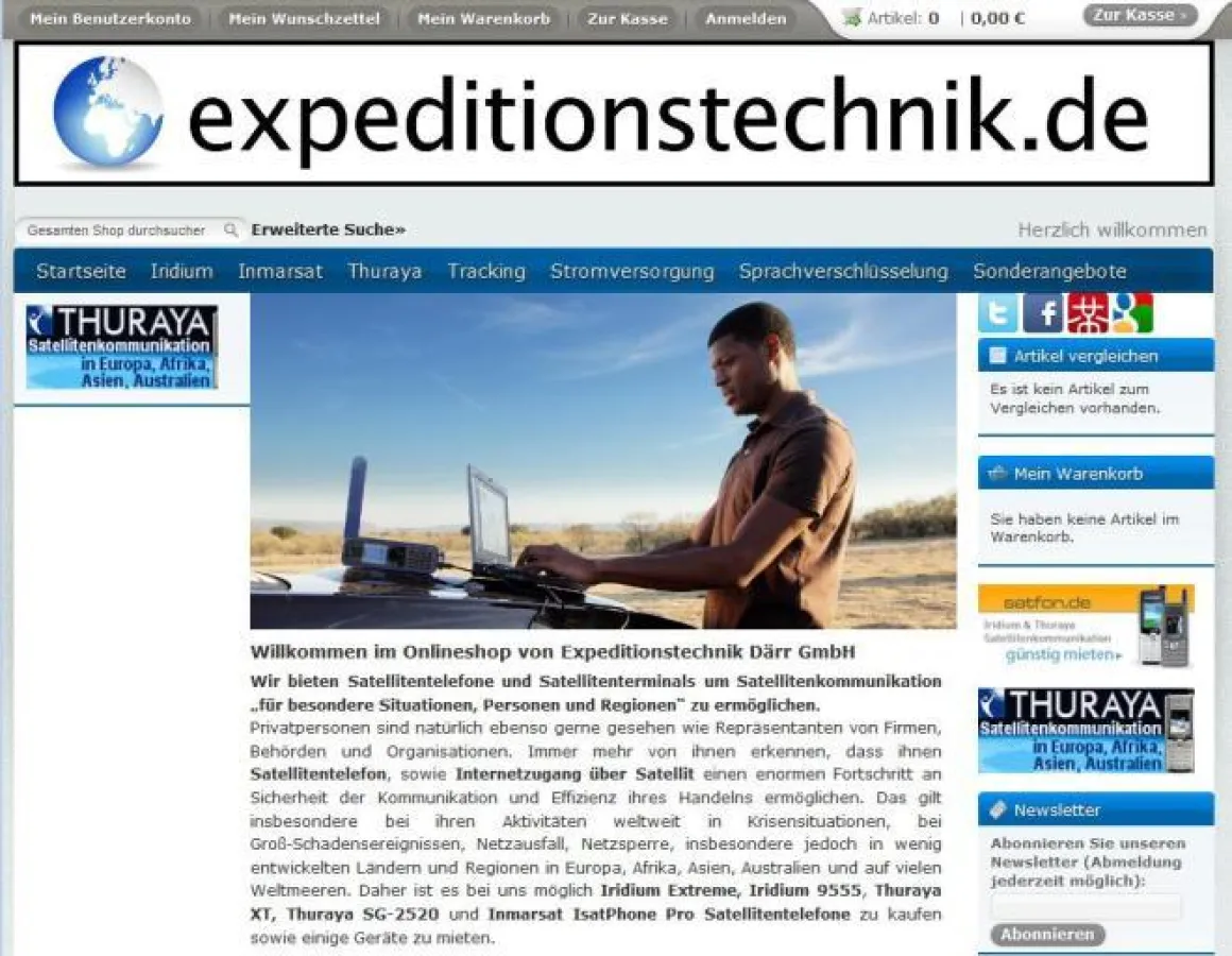 Expeditionstechnik-Magento-Shop für Satellitentelefone