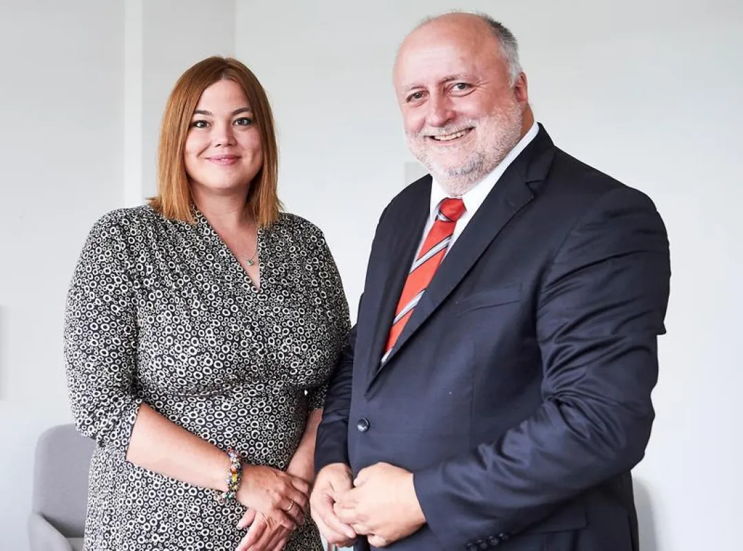 Senatorin Katharina Fegebank und KLU Präsident Thomas Strothotte (Foto: KLU, Christin Schwarzer)