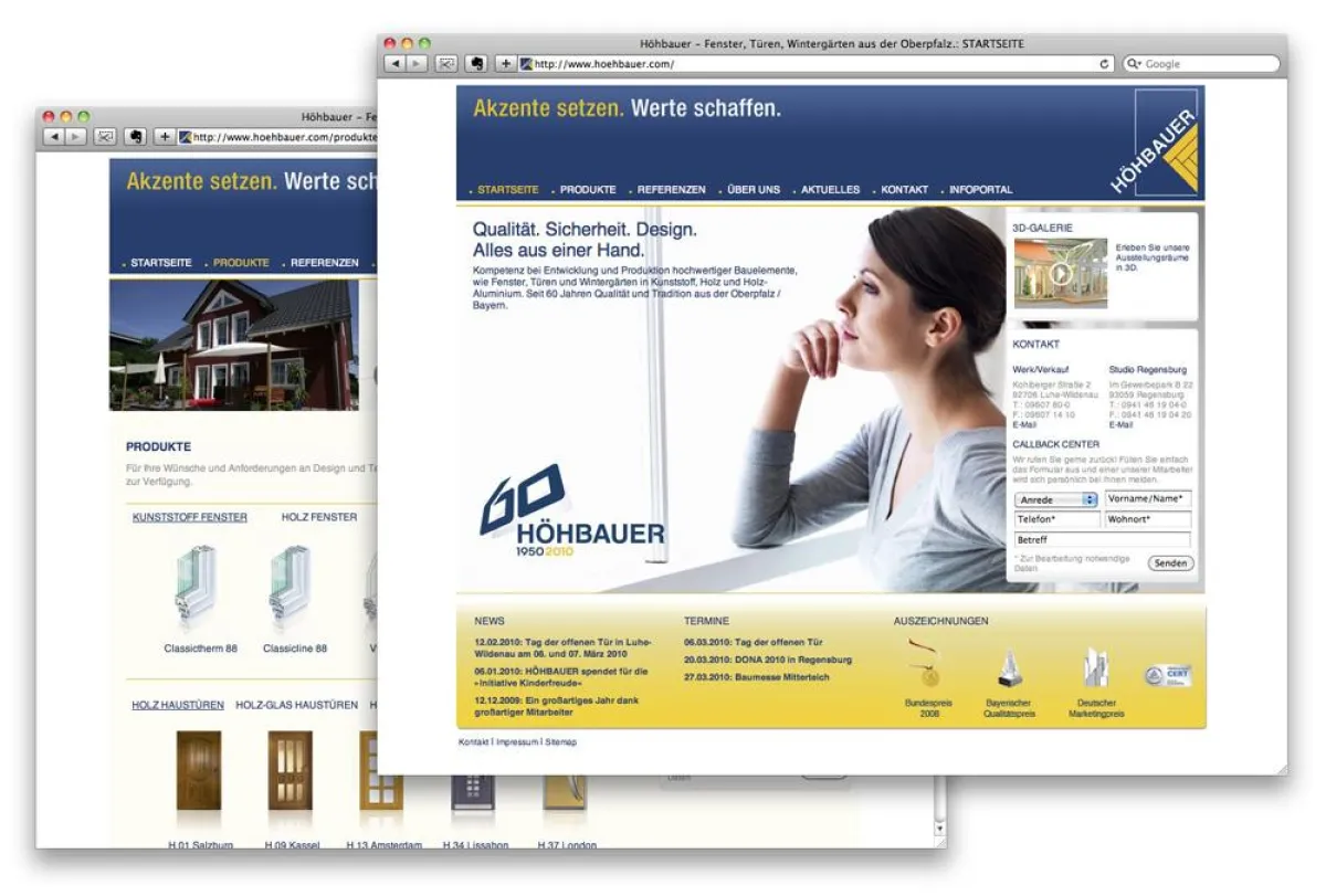 Internetauftritt der Höhbauer GmbH von das formt - Büro für Kommunikation und Design