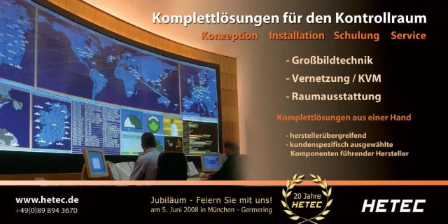 Bild: Kontrollraum-Komplettlösungen auf der Hausmesse bei HETEC am 5. Juni 2008 in Germering/München