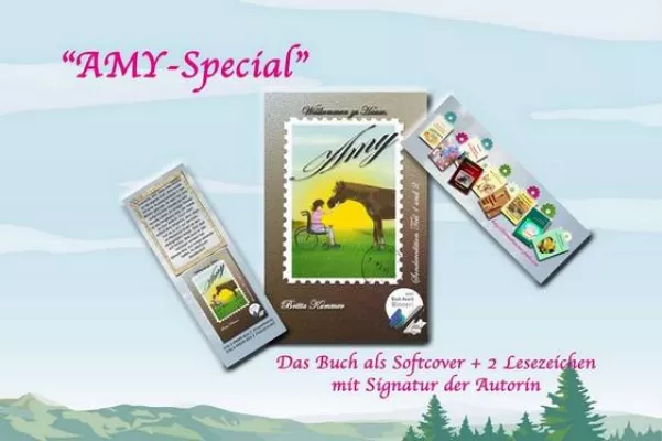 Bild: Buch "Willkommen zu Hause, Amy", inkl. 2 Lesezeichen und der Originalsignatur der Autorin