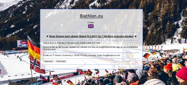 Bild: Domain Biathlon.eu kann erworben werden