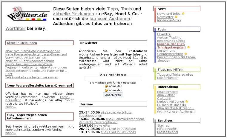 Bild: Wortfilter.de: Kostenloser Kostenrechner für eBay