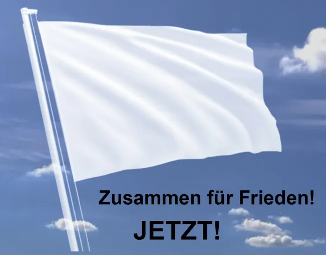 Bild: Zusammen für Frieden. JETZT! - Die Friedensbewegung vereint sich unter der weißen Flagge