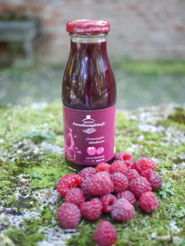 BESTER Paradiesapfelsaft mit Himbeeren in der 250ml-Flasche