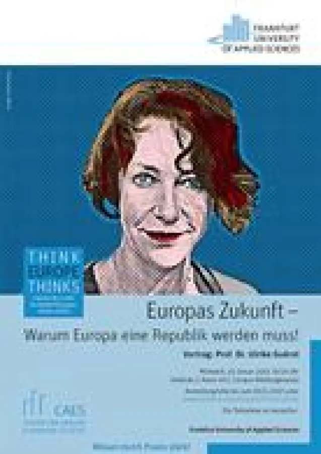 Prof. Dr. Ulrike Guérot hält Vortrag zu Europa am Frankfurter Center for Applied European Studies.