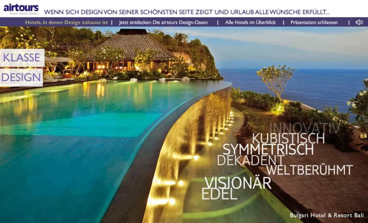 Design-Hotels kommen multimedial animiert besser zur Geltung