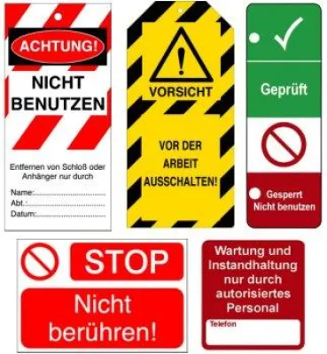 Tagout Sicherheitsanhänger und Kontrollsysteme – Hohe Arbeitssicherheit durch visuelle Warnung Bild: Tagout Sicherheitsanhänger und Kontrollsysteme – Hohe Arbeitssicherheit durch visuelle Warnung