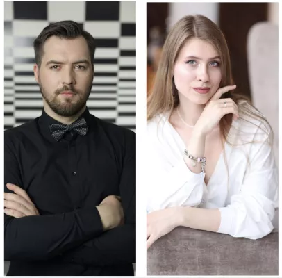 Bild: Russische Dissidenten-Sänger im Konzert, begleitet von der ukrainischen Pianistin Amina Chobanzade