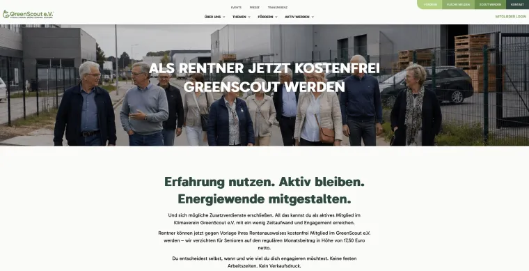 GreenScout e.V. ermöglicht Rentnern kostenfreie Mitgliedschaft Bild: GreenScout e.V. ermöglicht Rentnern kostenfreie Mitgliedschaft