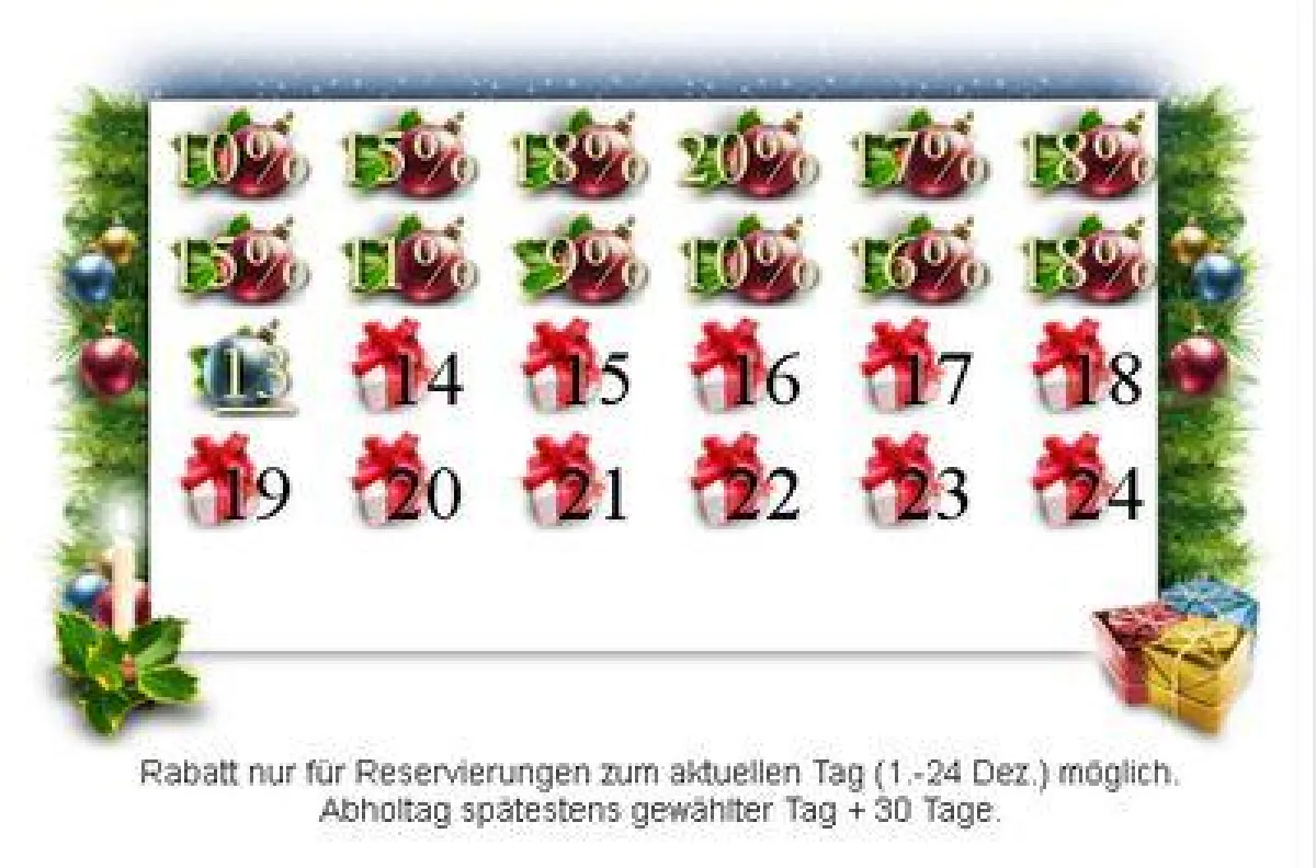 Weihnachtskalender Cargo Autovermietung Hamburg