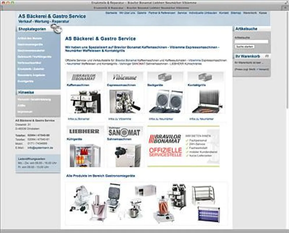 www.systermann.de ist einer der führenden Onlineshops für Gastronomie- und Bäckereitechnik
