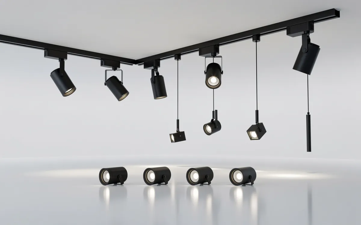 LED 48V Schienenlampen in L-Form konfiguriert