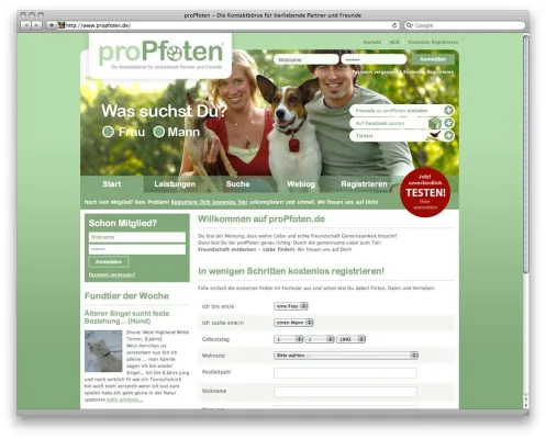 Erste Partnervermittlung für Tierbesitzer „proPfoten.de“ wurde erfolgreich gestartet Bild: Erste Partnervermittlung für Tierbesitzer „proPfoten.de“ wurde erfolgreich gestartet