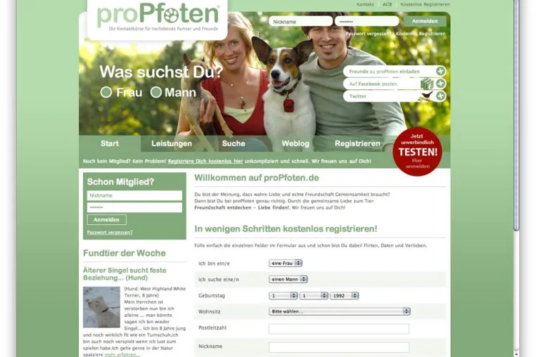 Bild: Erste Partnervermittlung für Tierbesitzer „proPfoten.de“ wurde erfolgreich gestartet