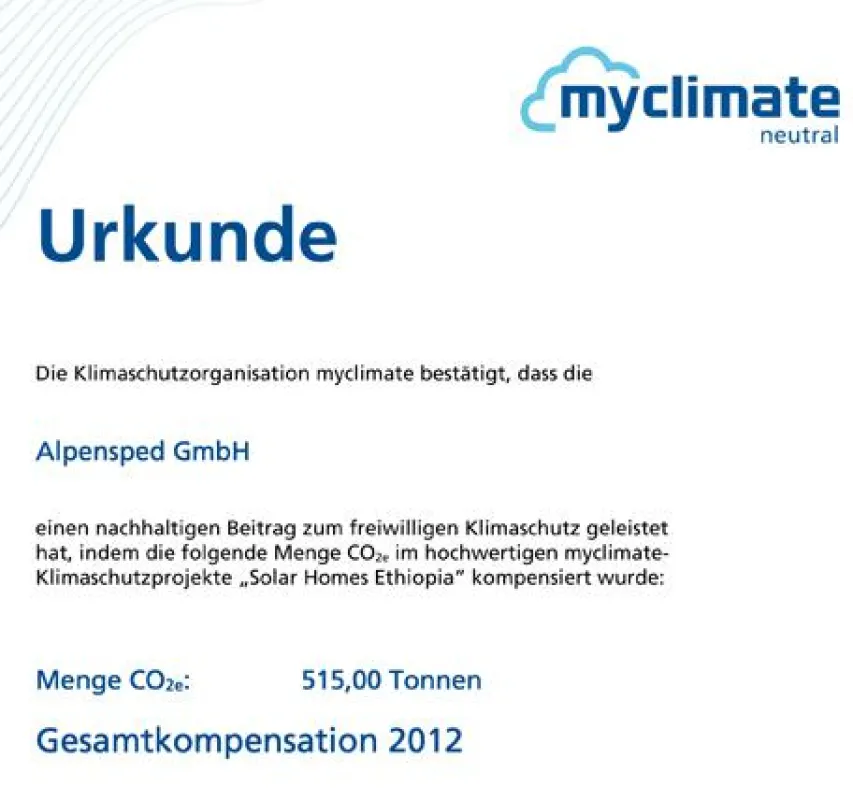 Urkunde (myclimate Deutschland gGmbH)