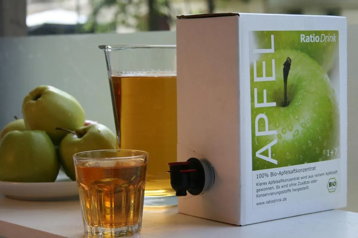 Mischen Sie Ihren Saft selber! Das Prinzip RatioDrink: Konzentrat + Wasser = Saft!