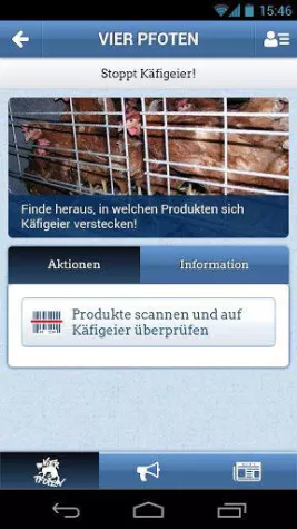 Käfig-Ei-Scanner: VIER PFOTEN App schafft Transparenz bei Supermarkt-Produkten Bild: Käfig-Ei-Scanner: VIER PFOTEN App schafft Transparenz bei Supermarkt-Produkten