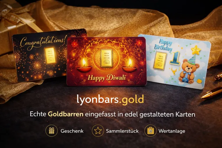 GoldCards von lyonbars.gold: Wenn Schenken auf bleibenden Wert trifft Bild: GoldCards von lyonbars.gold: Wenn Schenken auf bleibenden Wert trifft