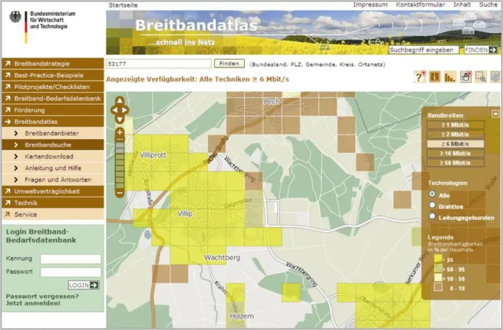 Neuer Breitbandatlas des BMWi Bild: Neuer Breitbandatlas des BMWi