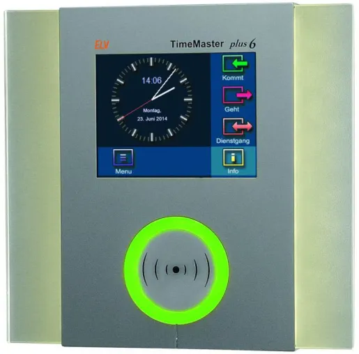 Bild: Neues Designterminal „plus 6“ mit LAN (PoE) und Auslesen per USB-Stick zur Zeiterfassung ELV-TimeMaster