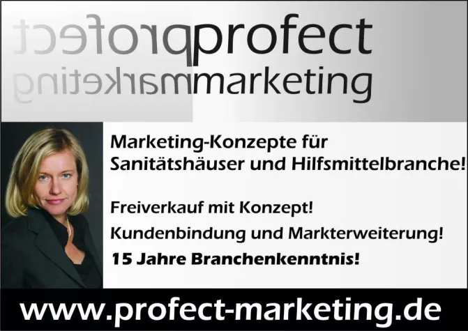Profect Marketing bietet 6-Phasen-Konzept für Sanitätshausfreiverkauf Bild: Profect Marketing bietet 6-Phasen-Konzept für Sanitätshausfreiverkauf