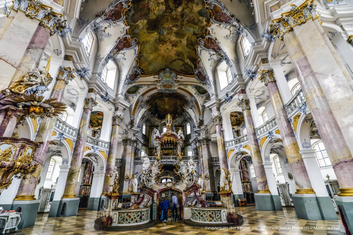 Innenraum der Kirche Vierzehnheiligen in Franken (© Mathias Pfeil)