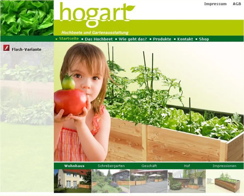 Die Webseite von hogart mit Informationen rund um das Hochbeet
