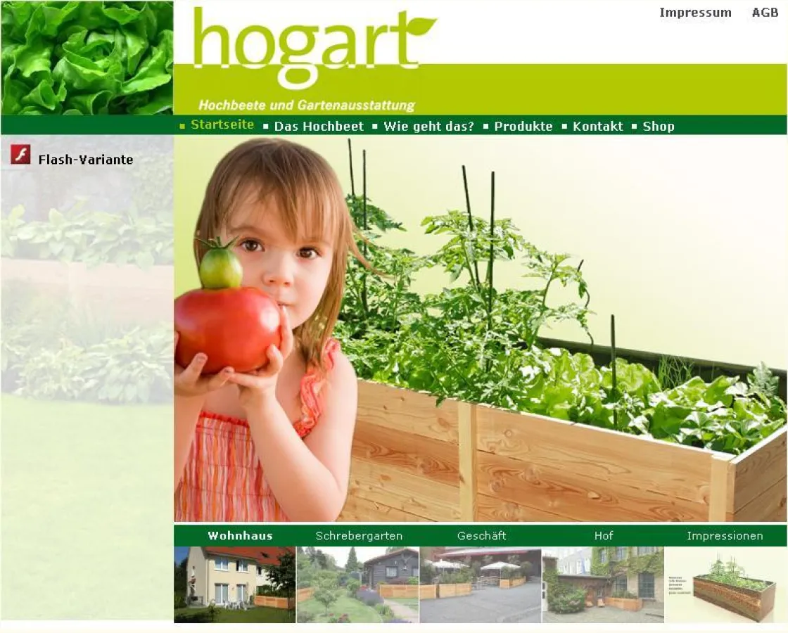 Die Webseite von hogart mit Informationen rund um das Hochbeet