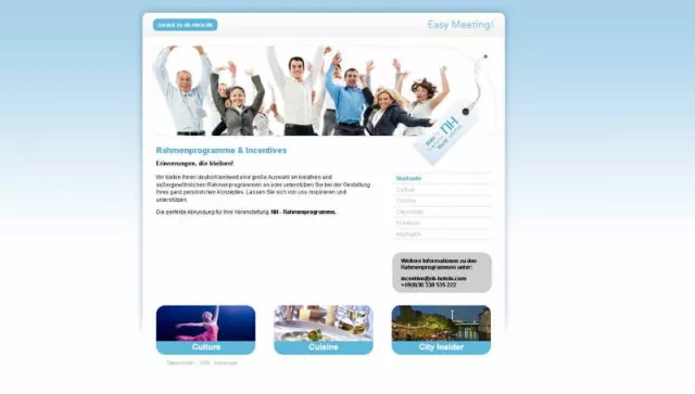 Bild: NH Hoteles: Neues Onlinetool für Buchung von Incentives und Rahmenprogrammen