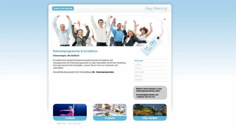 Bild: NH Hoteles: Neues Onlinetool für Buchung von Incentives und Rahmenprogrammen