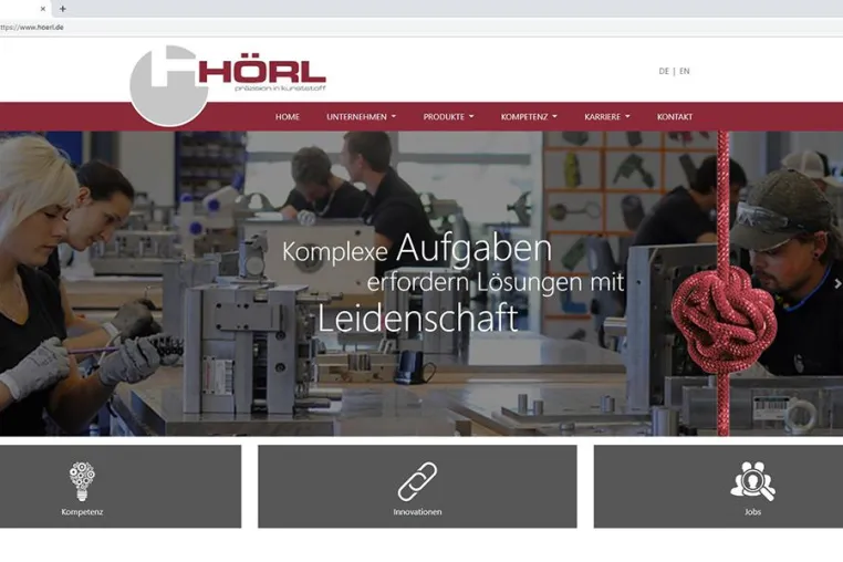 Bild: Eine neue Website für HÖRL Kunststofftechnik GmbH & Co. KG.