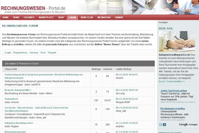 Rechnungswesen-Forum - Austausch rund um Themen im Bereich Rechnungswesen & Steuern Bild: Rechnungswesen-Forum - Austausch rund um Themen im Bereich Rechnungswesen & Steuern