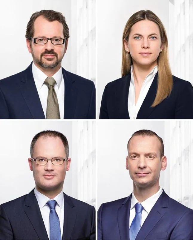 Das Management-Team der PROJECT Immobilien Gewerbe AG, oben: Patrick Will, Cornelia Sorge, unten: He