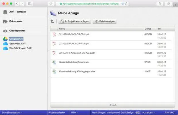 Bild: AWARO bindet Google Drive ein