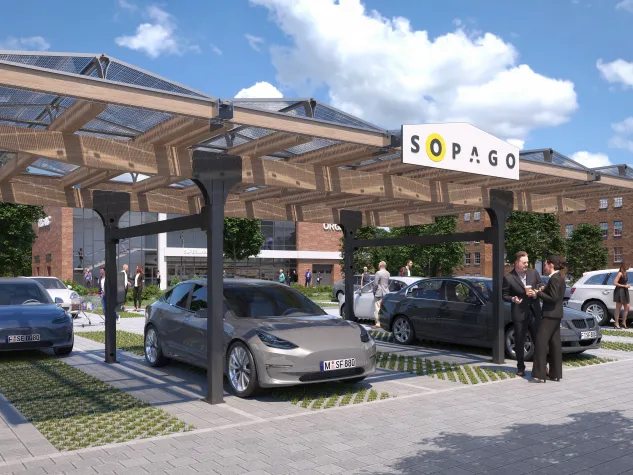 Bild: Neues PV Parkplatzüberdachungssystem