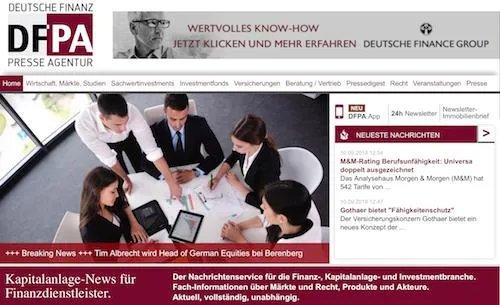 Gefragte Finanz-News: Deutsche Finanz Presse Agentur DFPA verdoppelt binnen eines Jahres ihre Reichweite Bild: Gefragte Finanz-News: Deutsche Finanz Presse Agentur DFPA verdoppelt binnen eines Jahres ihre Reichweite