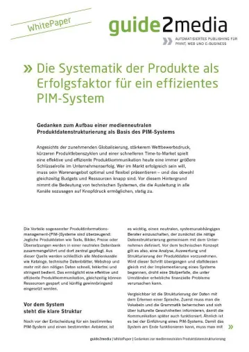 Kostenloses WhitePaper: Die Systematik der Produkte als Erfolgsfaktor für ein effizientes PIM-System Bild: Kostenloses WhitePaper: Die Systematik der Produkte als Erfolgsfaktor für ein effizientes PIM-System