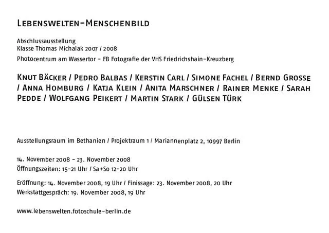Bild: Fotoausstellung 'Lebenswelten – Menschenbild' im Bethanien