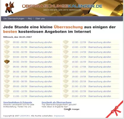 Bild: Jede Stunde eine kleine GRATIS Überraschung