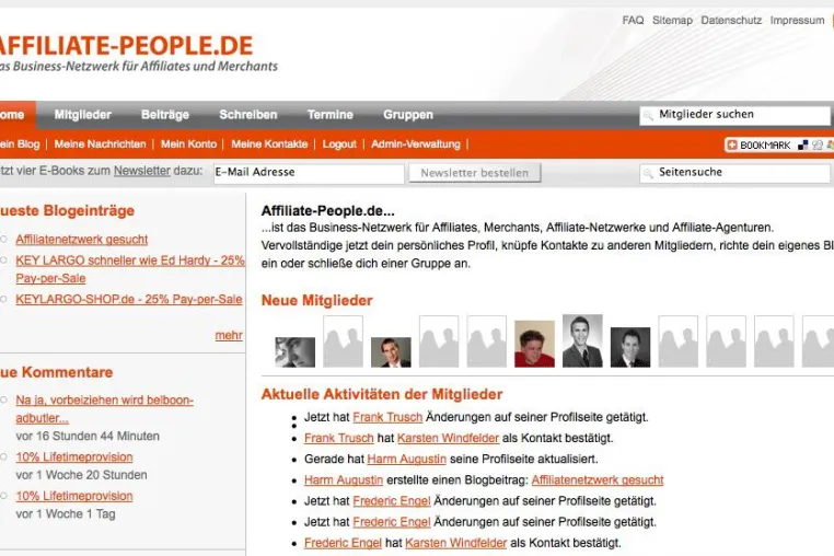 Affiliate-People.de mit neuen Funktionen im frischen Look Bild: Affiliate-People.de mit neuen Funktionen im frischen Look